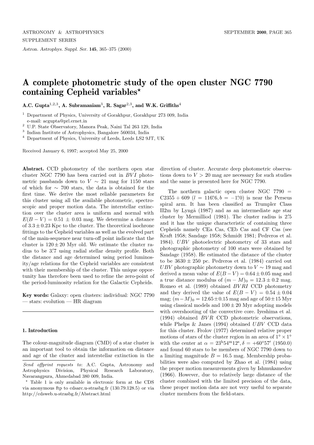 A Complete Photometric Study of the Open Cluster NGC 7790 Containing Cepheid Variables?