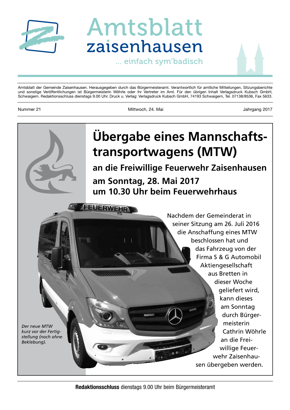 Übergabe Eines Mannschafts Transportwagens