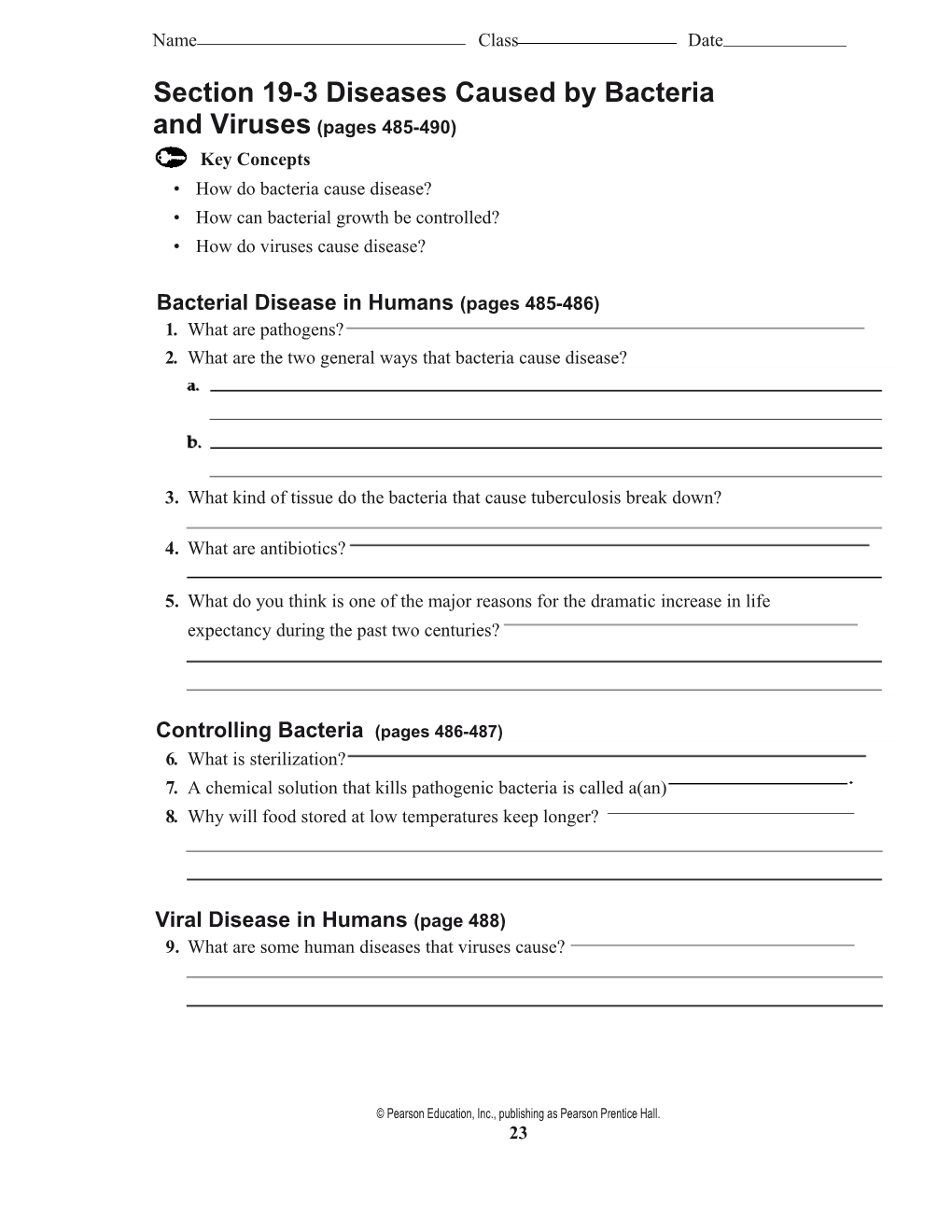 Section 19-3 Diseases Caused by Bacteria