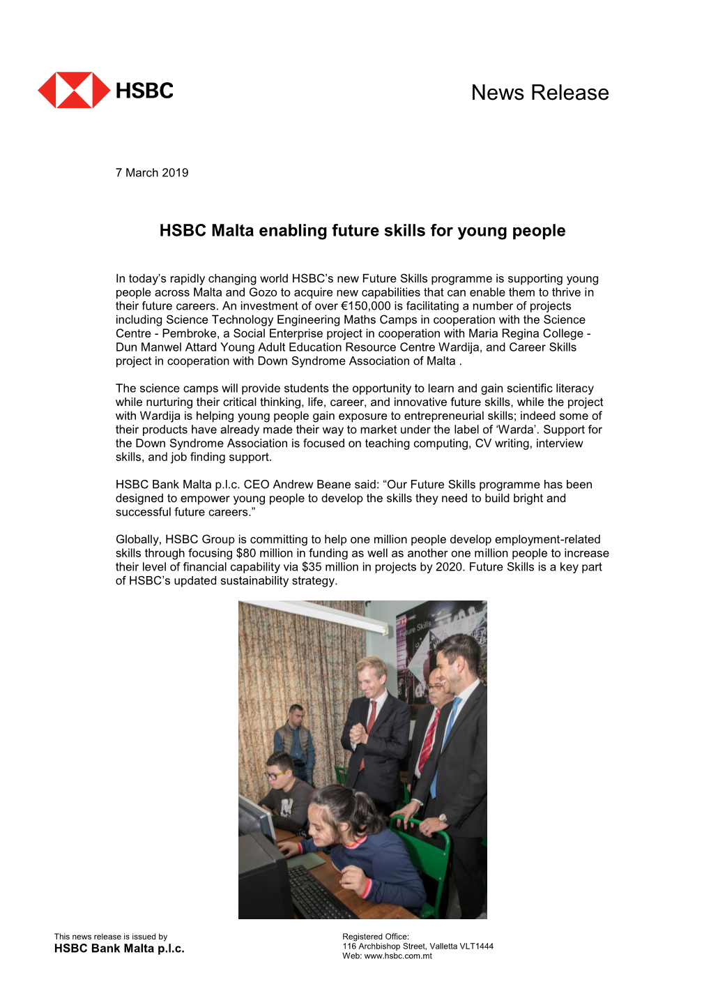 HSBC Malta Enabling Future Skills for Young People