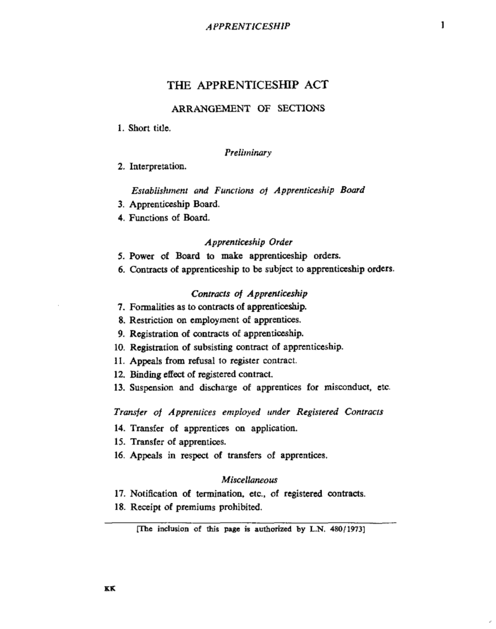 The Apprenticeship Act