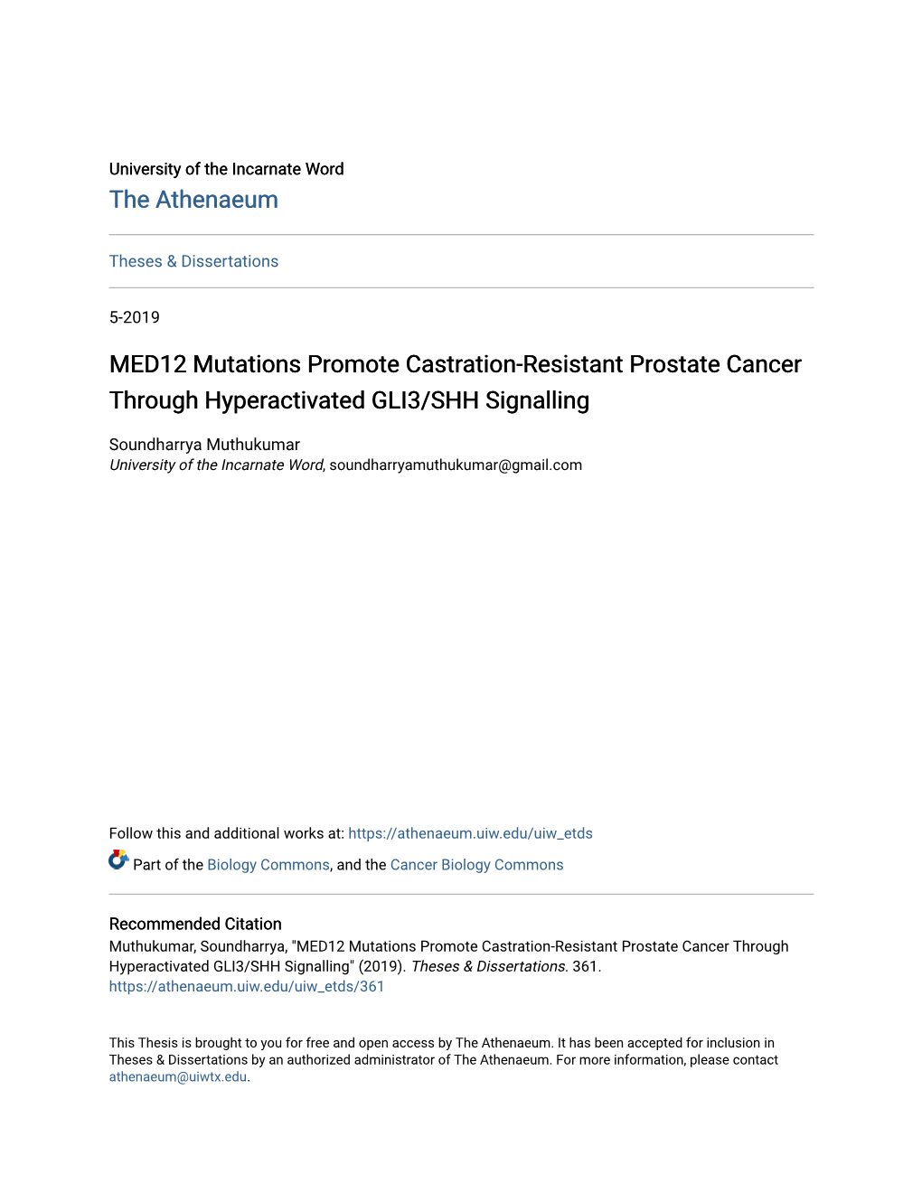 MED12 Mutations Promote Castration-Resistant Prostate Cancer Through Hyperactivated GLI3/SHH Signalling