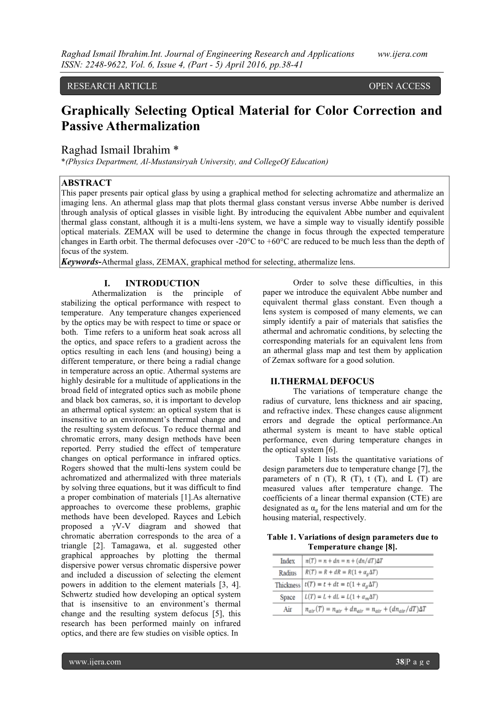 Graphically Selecting Optical Material for Color Correction and Passive Athermalization