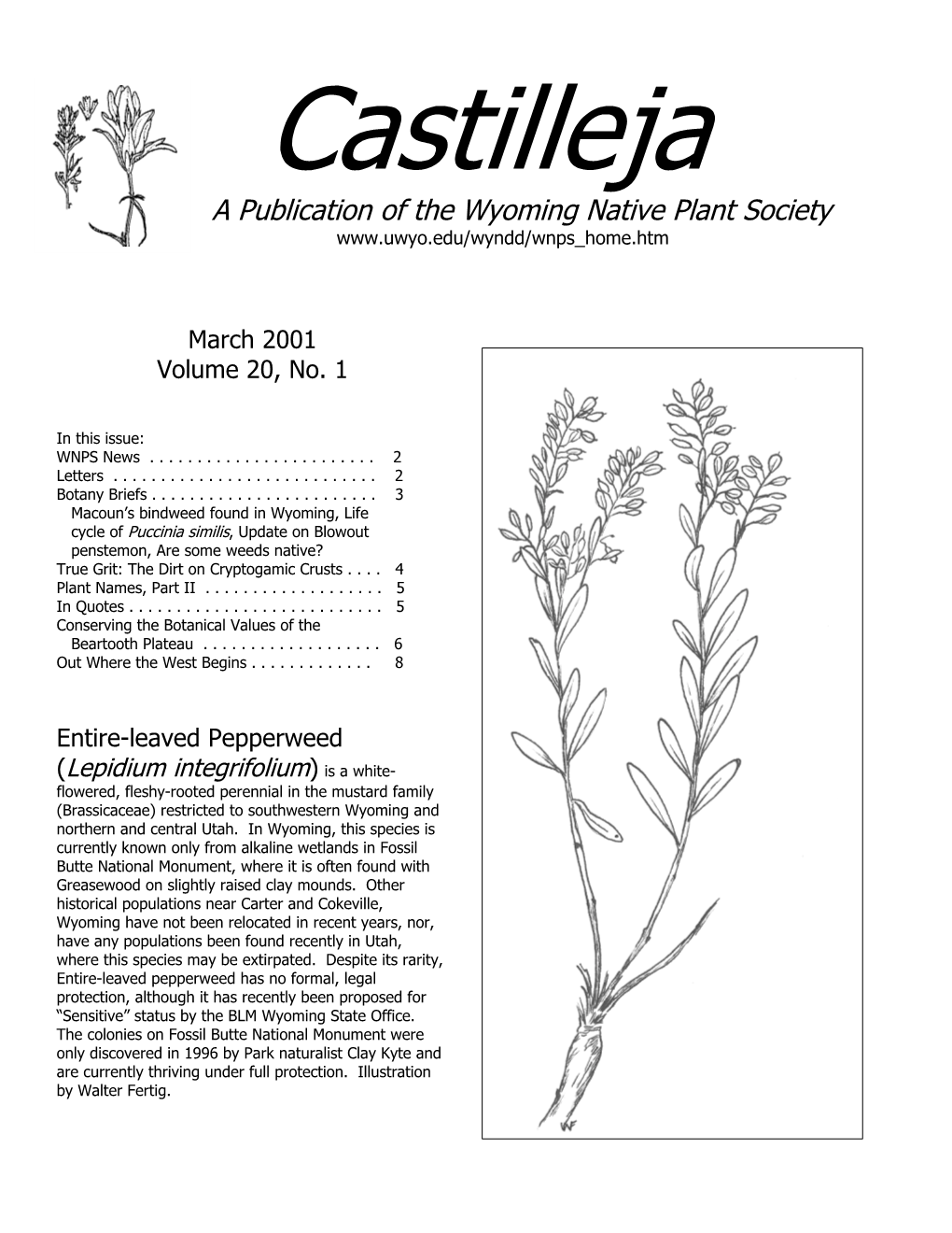 A Publication of the Wyoming Native Plant Society