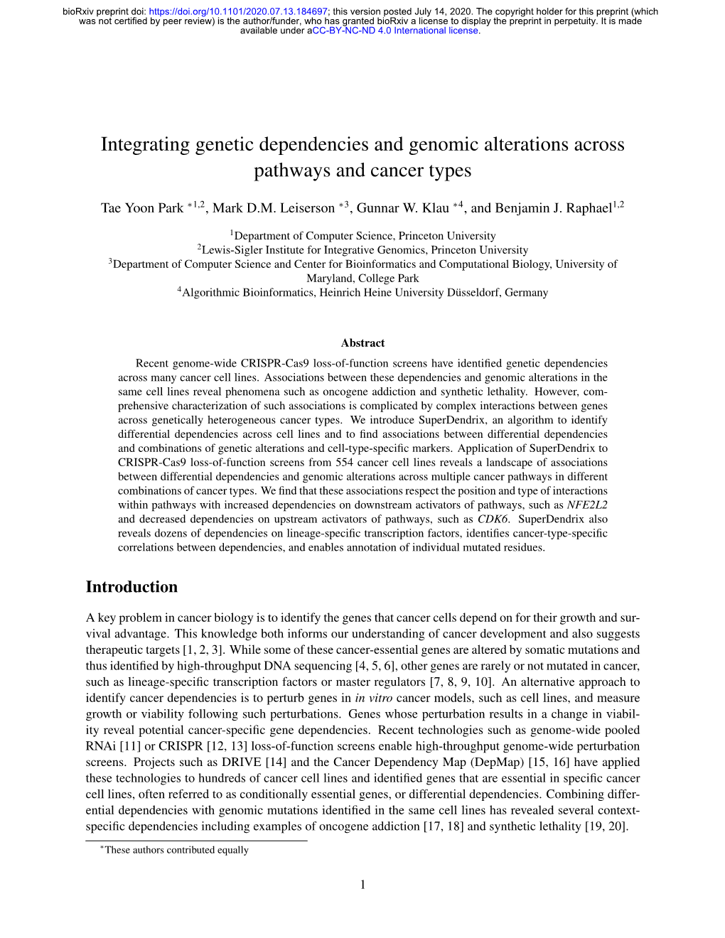 Integrating Genetic Dependencies and Genomic Alterations Across Pathways and Cancer Types