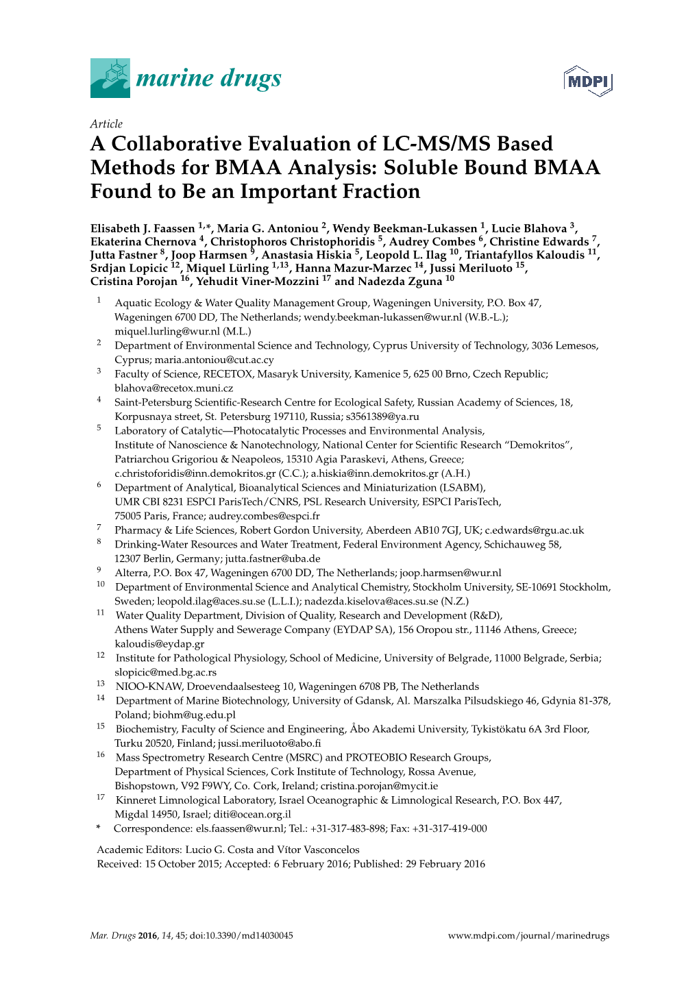 Soluble Bound BMAA Found to Be an Important Fraction