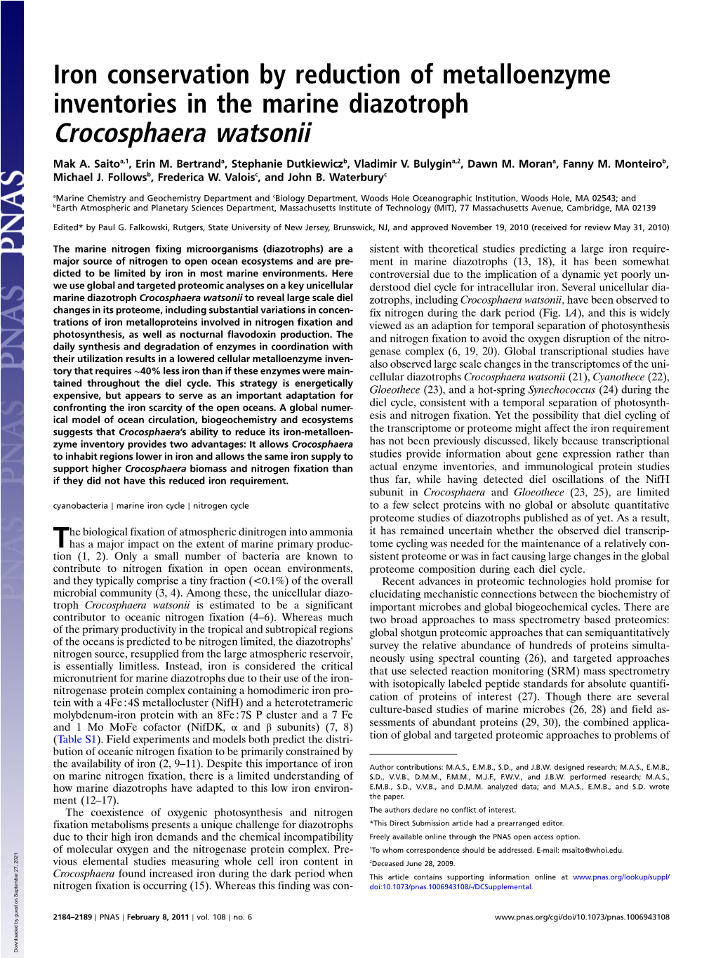 Crocosphaera Watsonii