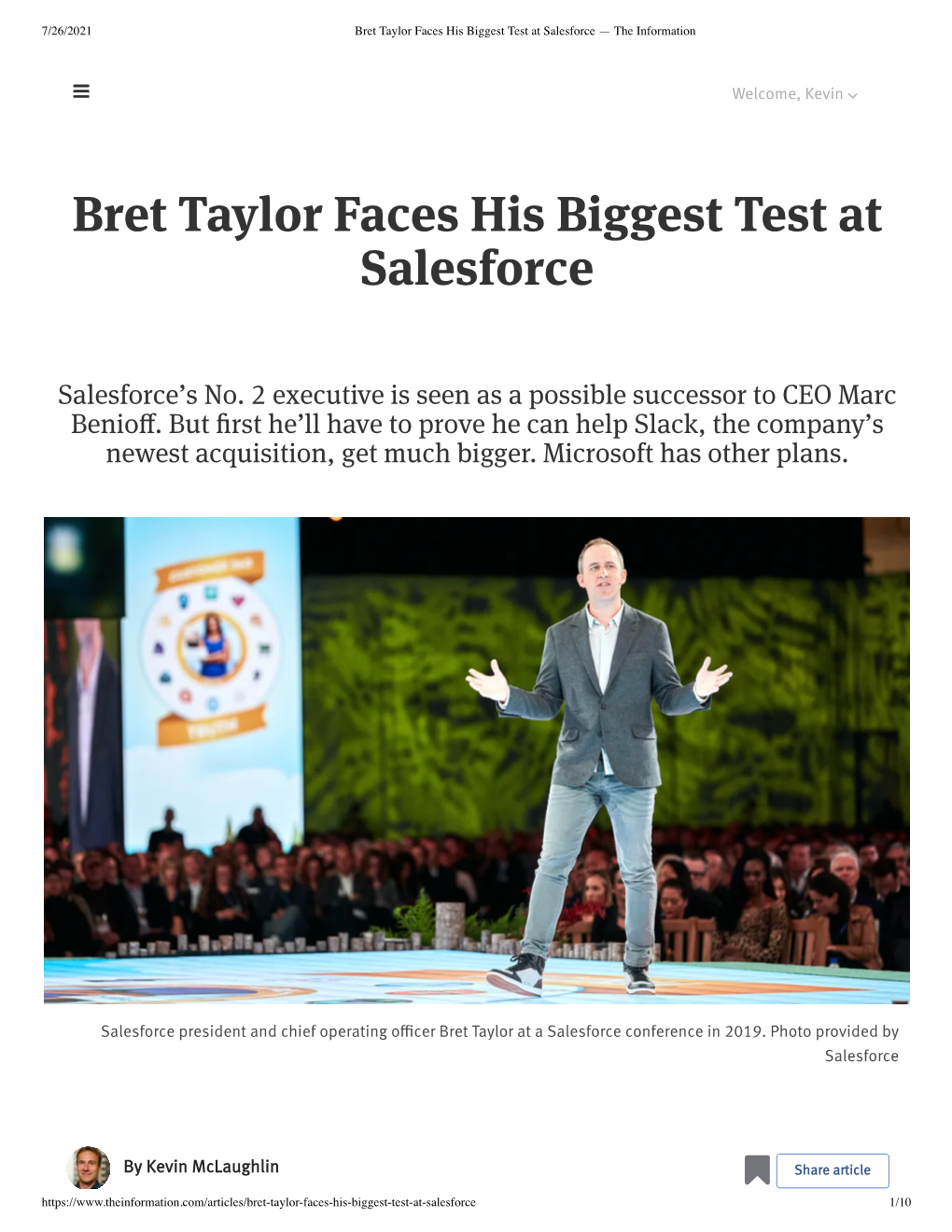 Bret Taylor Faces His Biggest Test at Salesforce — the Information