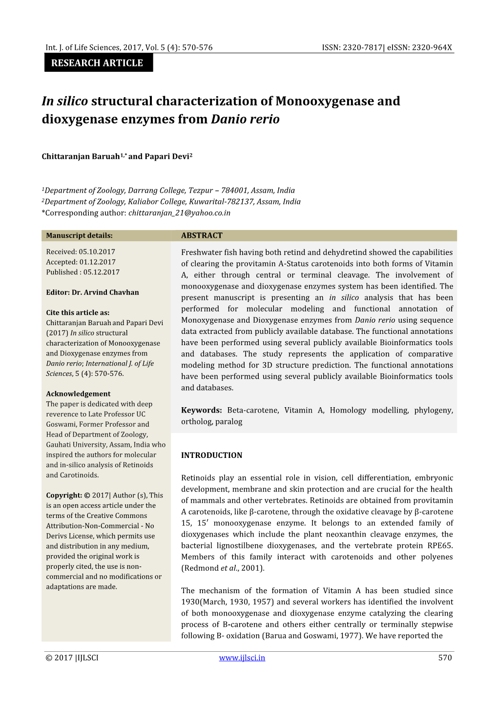 In Silico Structural Characterization of Monooxygenase and Dioxygenase Enzymes from Danio Rerio