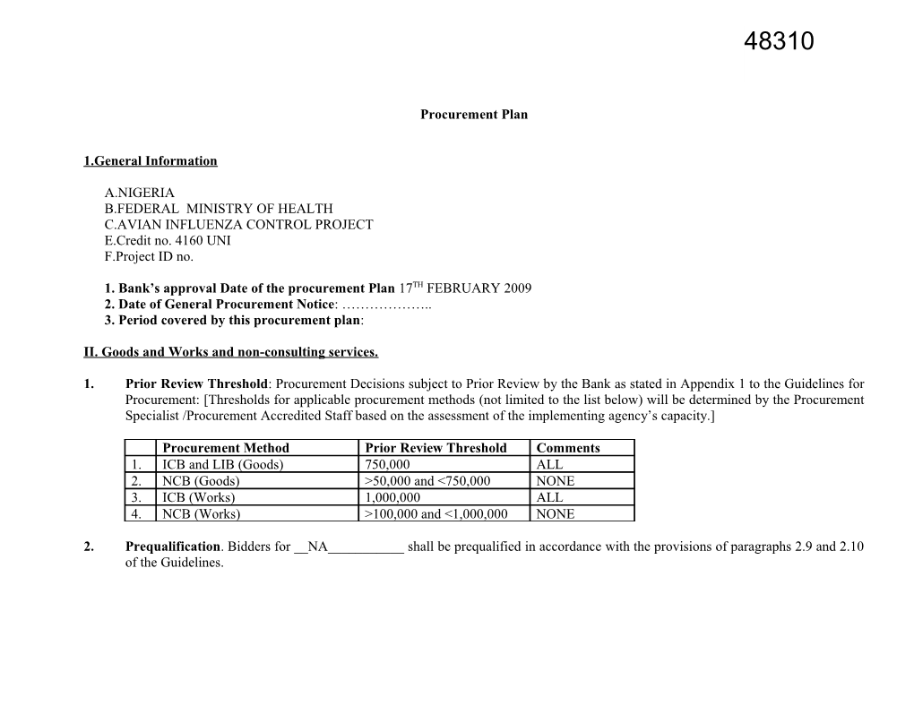 Sample Procurement Plan s1