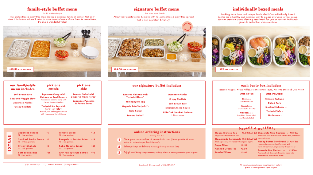 Signature Buffet Menu Individually Boxed Meals