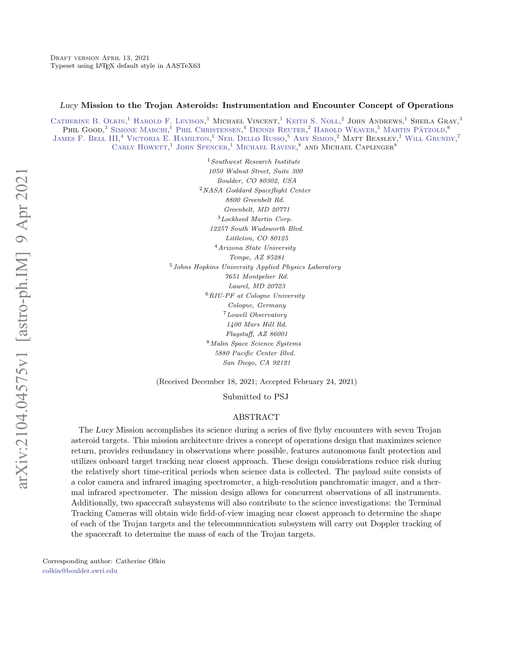 Arxiv:2104.04575V1 [Astro-Ph.IM] 9 Apr 2021 Mal Infrared Spectrometer