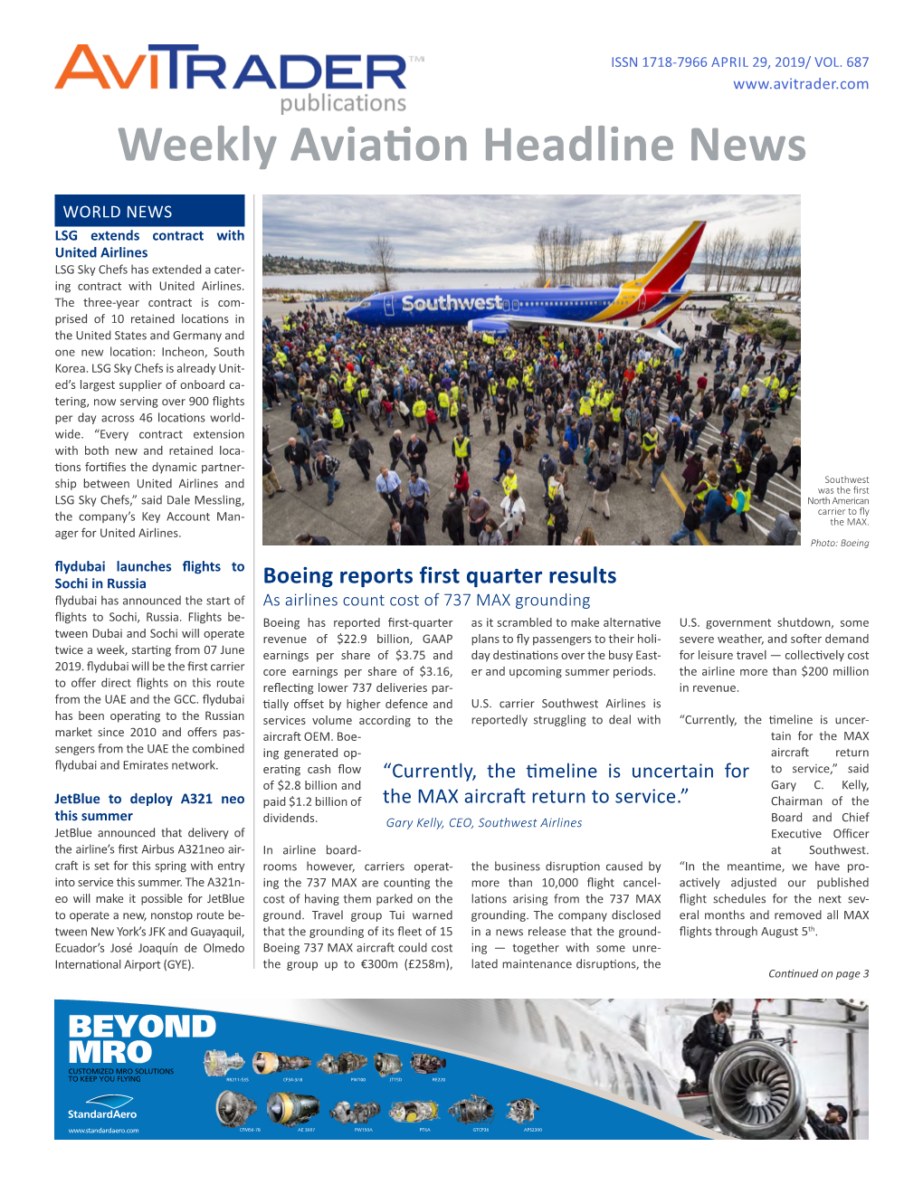 Weekly Aviation Headline News