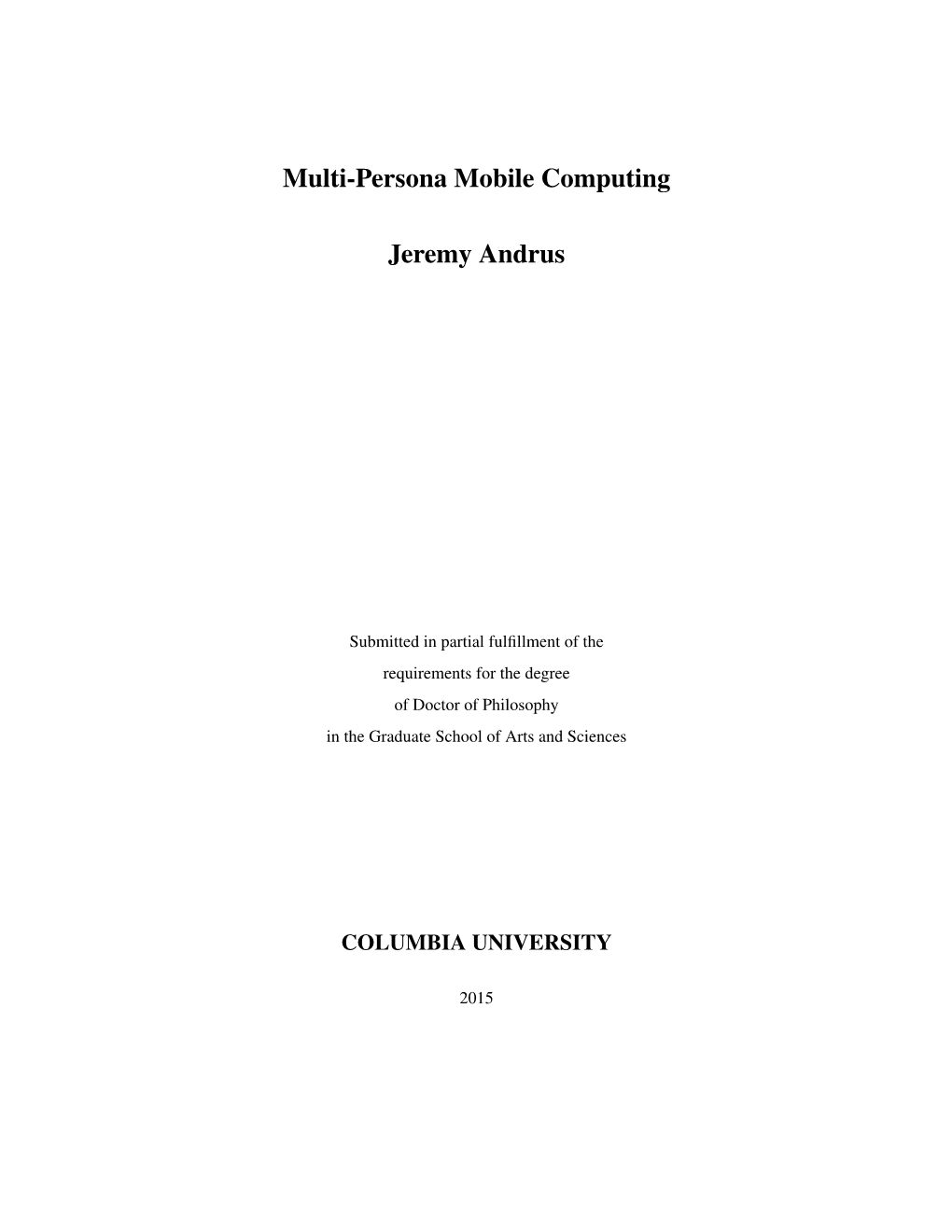 Multi-Persona Mobile Computing
