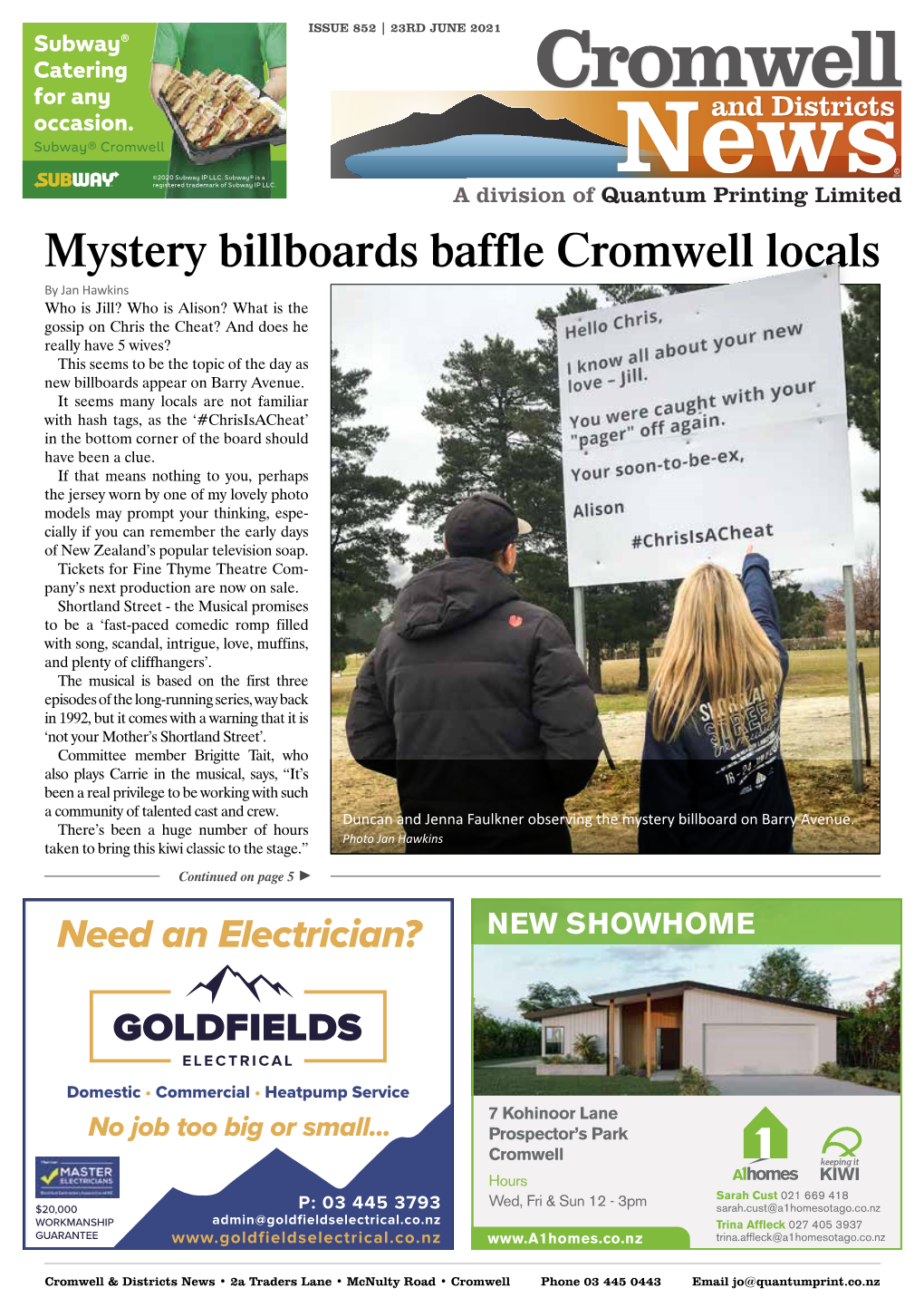 Mystery Billboards Baffle Cromwell Locals