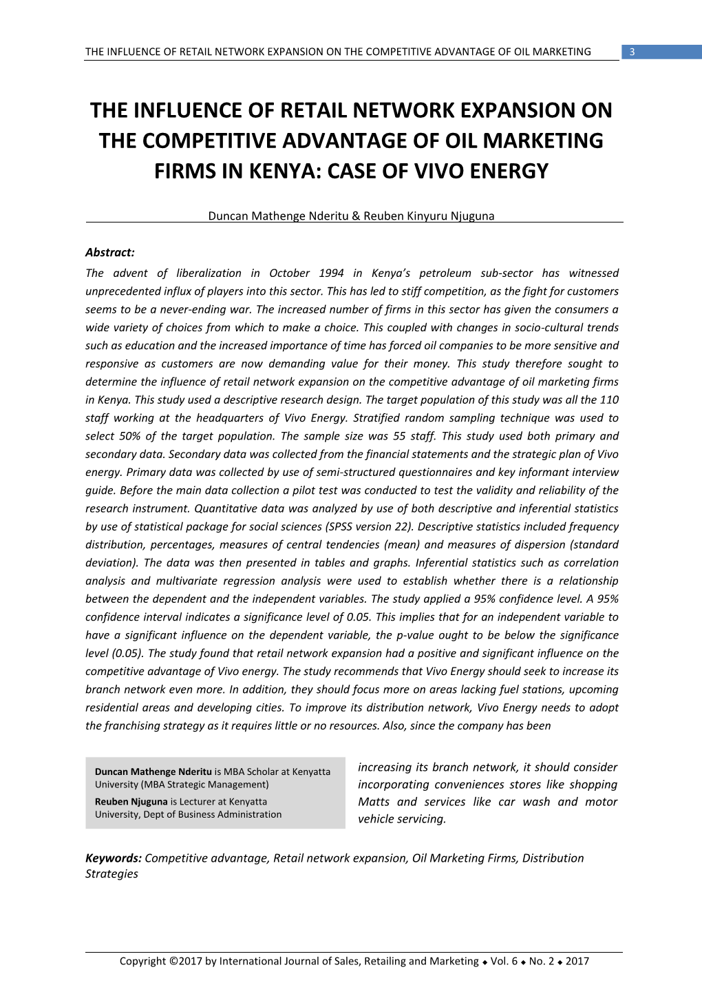 The Influence of Retail Network Expansion on the Competitive Advantage of Oil Marketing 3