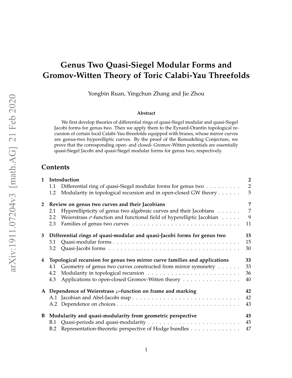 Genus Two Quasi-Siegel Modular Forms and Gromov-Witten Theory of Toric Calabi-Yau Threefolds
