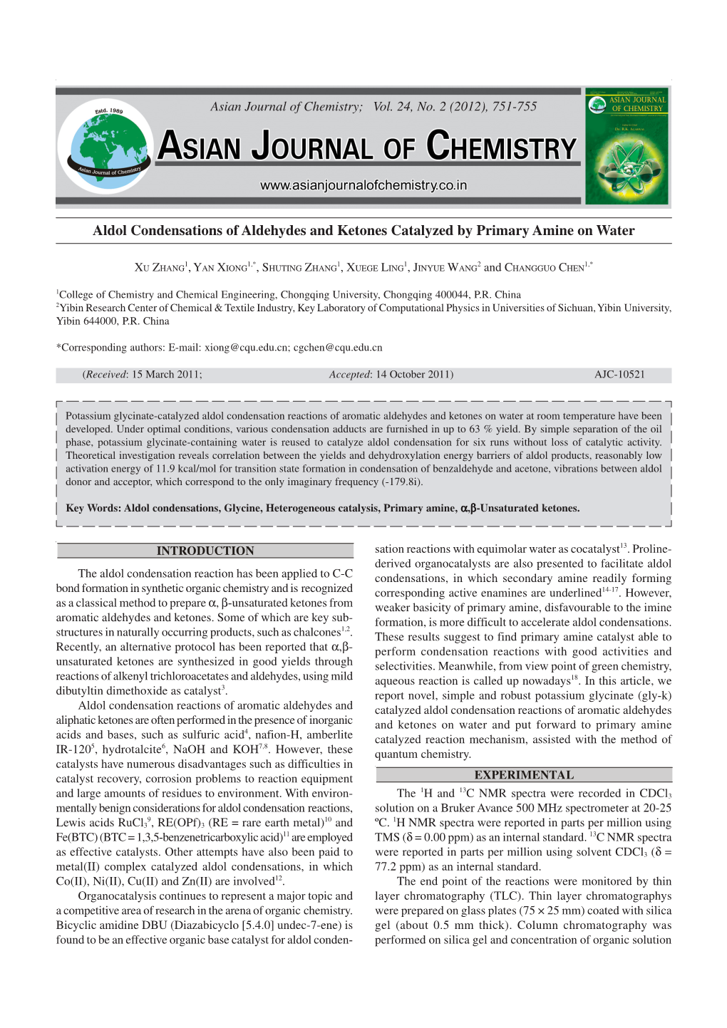 Aldol Condensations of Aldehydes and Ketones Catalyzed by Primary Amine on Water