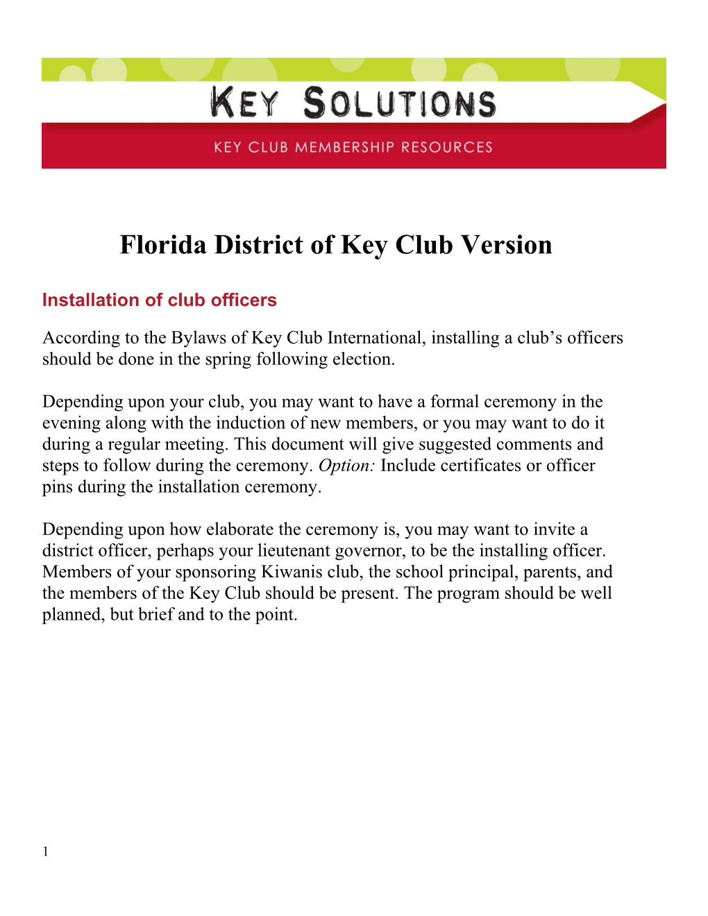 Florida District of Key Club Version