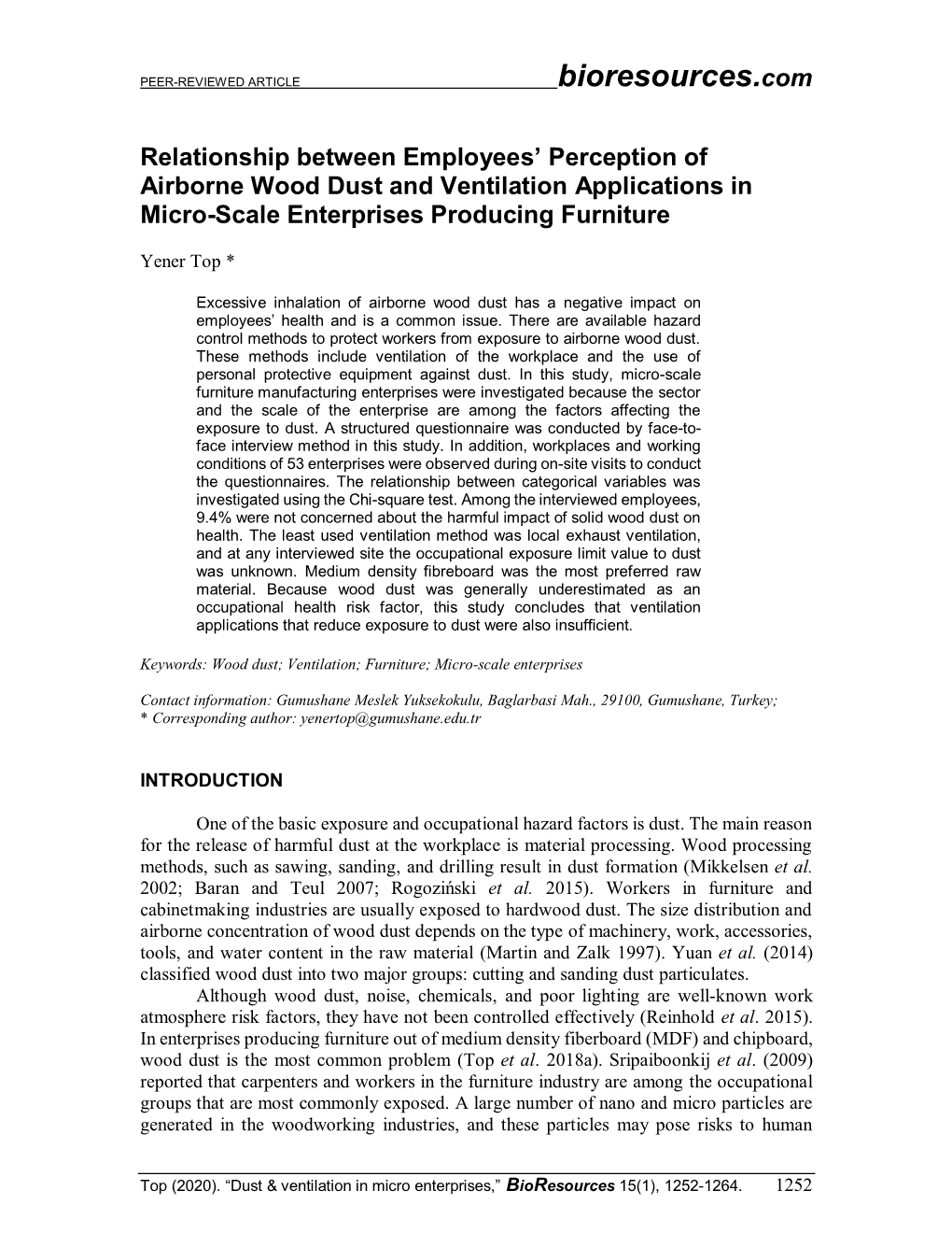 Relationship Between Employees' Perception of Airborne Wood Dust