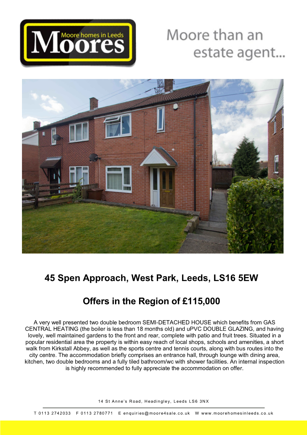 45 Spen Approach, West Park, Leeds, LS16 5EW Offers in the Region Of