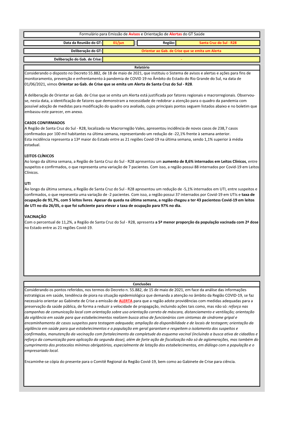 Considerando O Disposto No Decreto 55.882, De 18 De Maio De 2021, Que Instituiu O Sistema De Avisos E Alertas E Ações Para Fi