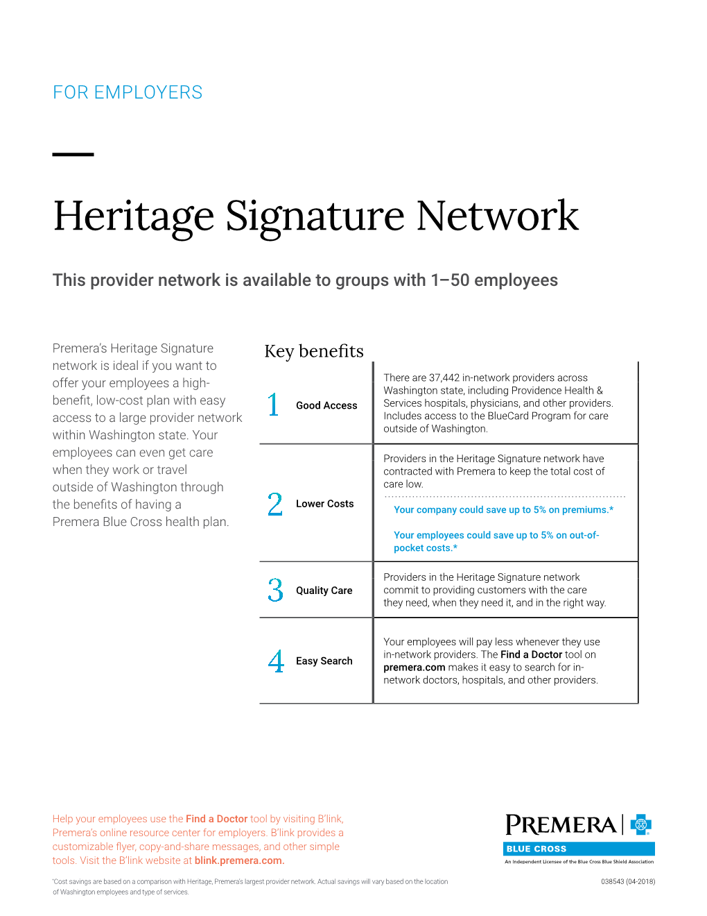 Heritage Signature Brochure for Employers