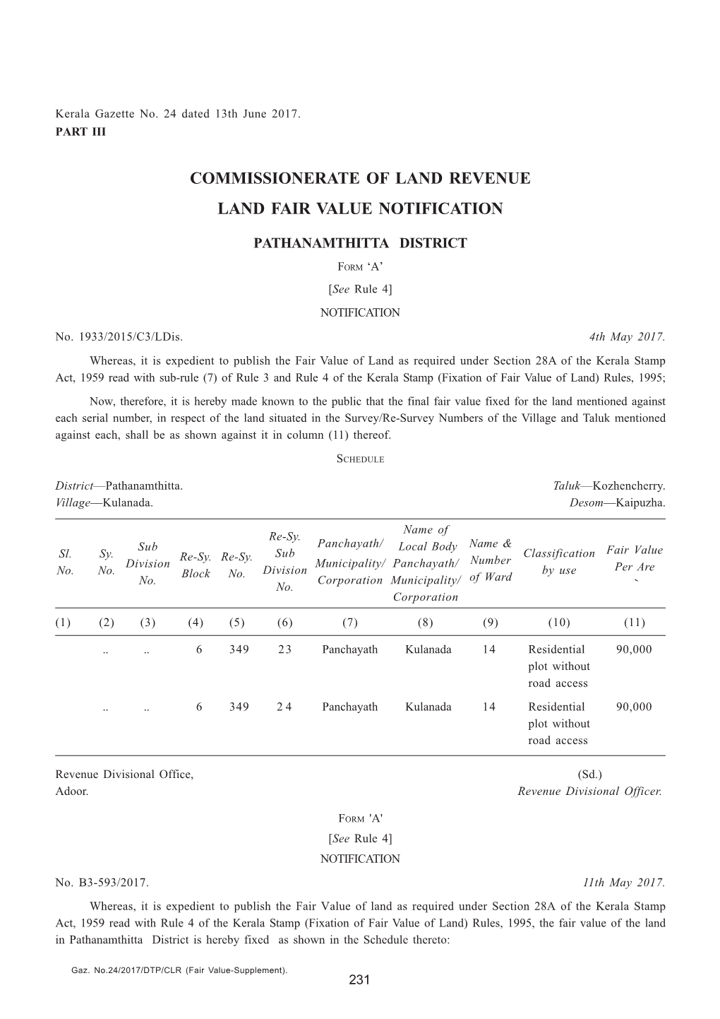 Fair Value Notification