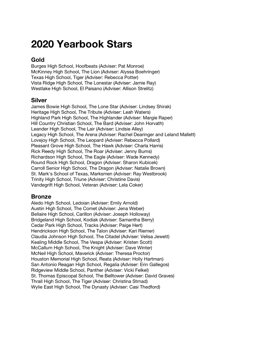 Yearbook Stars