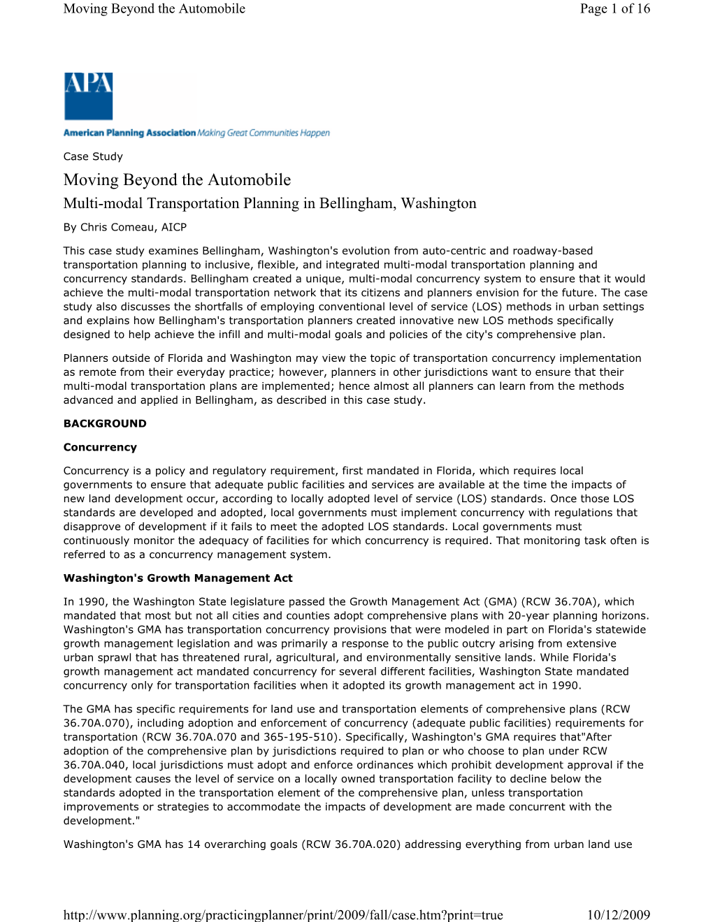 Moving Beyond the Automobile: Multi-Modal Transportation