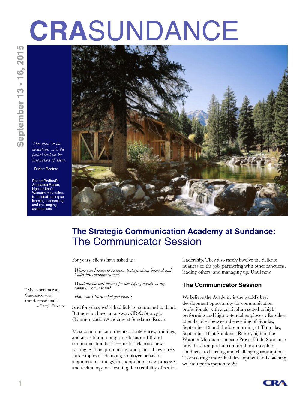 The 2015 CRA Strategic Communication Academy At
