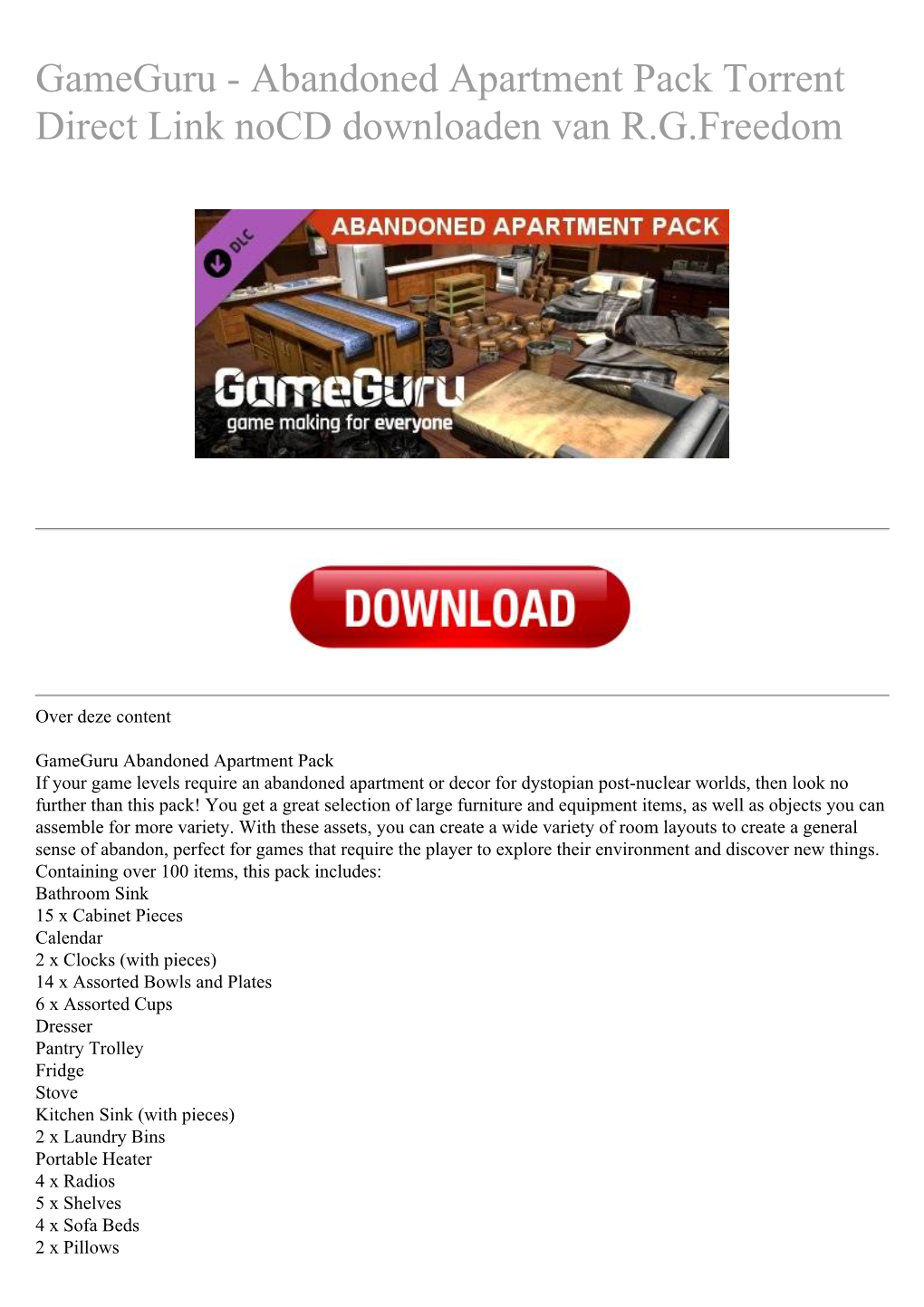 Gameguru - Abandoned Apartment Pack Torrent Direct Link Nocd Downloaden Van R.G.Freedom