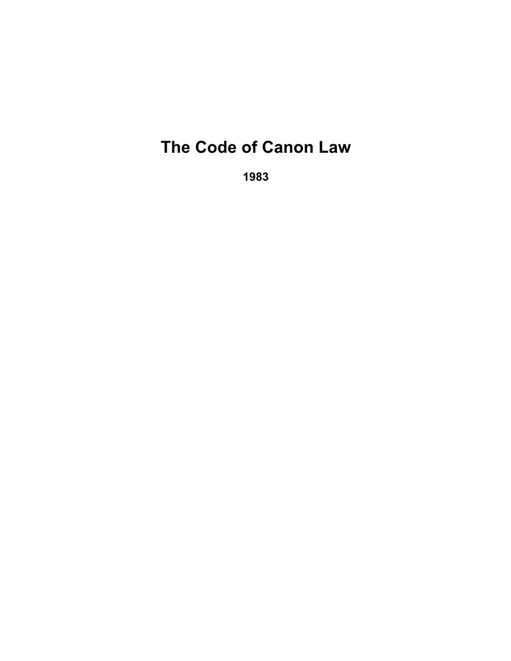 Code of Canon Law 1983