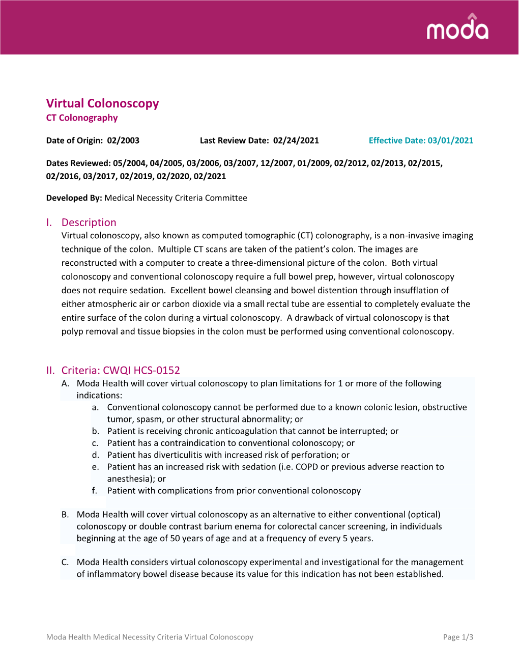 Virtual Colonoscopy CT Colonography