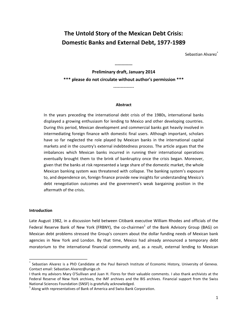 The Untold Story of the Mexican Debt Crisis: Domestic Banks and External Debt, 1977-1989