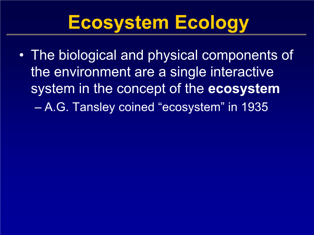 Ecosystem Ecology