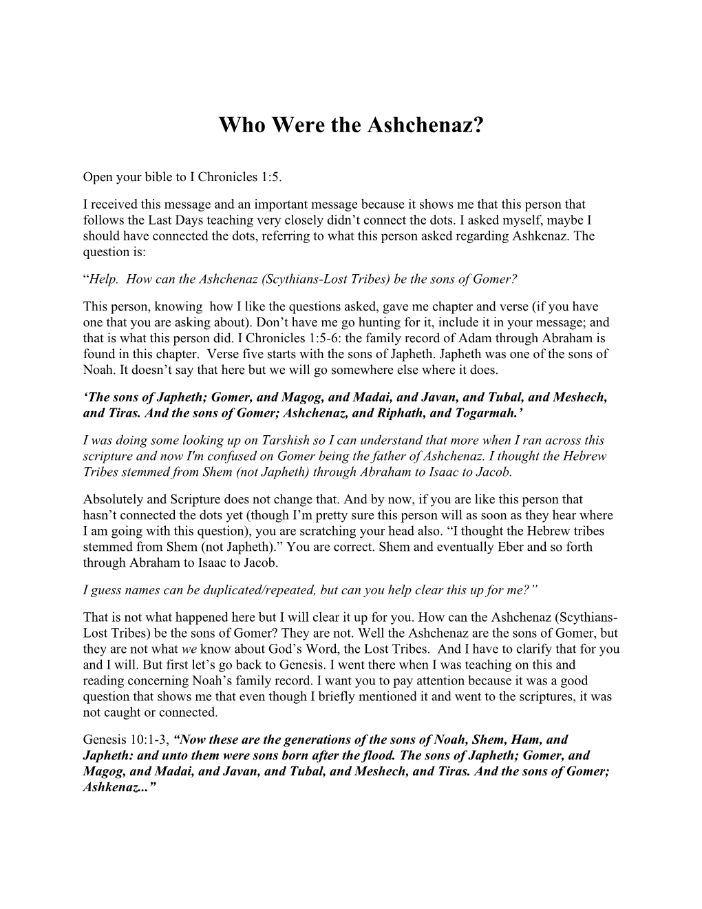 Who Were the Ashchenaz?