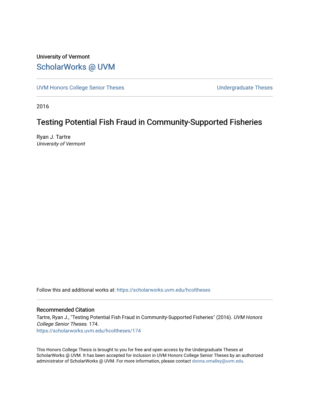 Testing Potential Fish Fraud in Community-Supported Fisheries