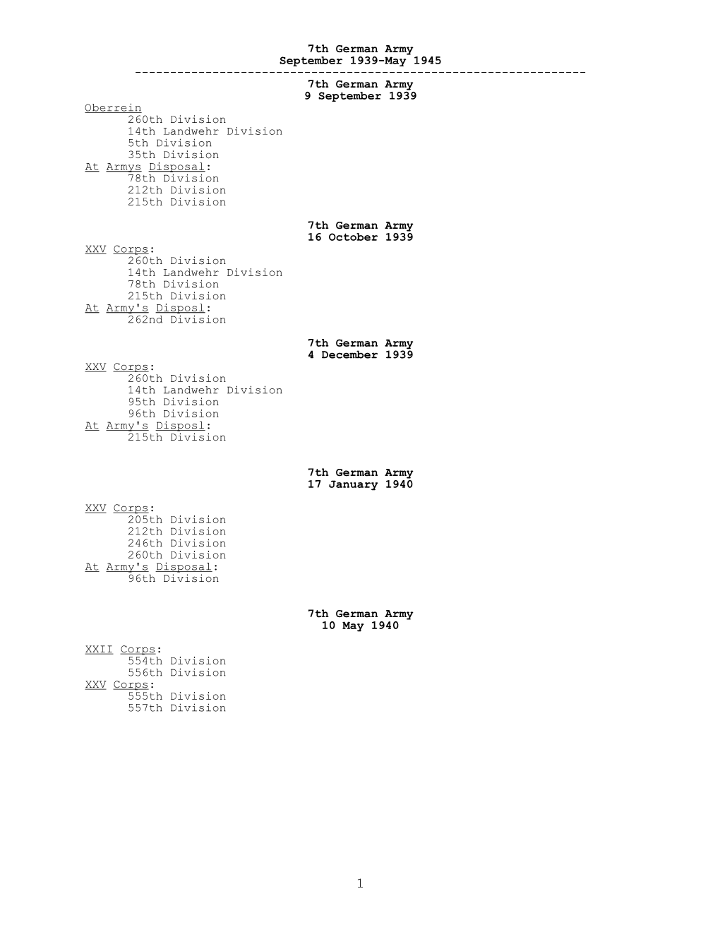 German 7Th Army, September 1939-May 1945