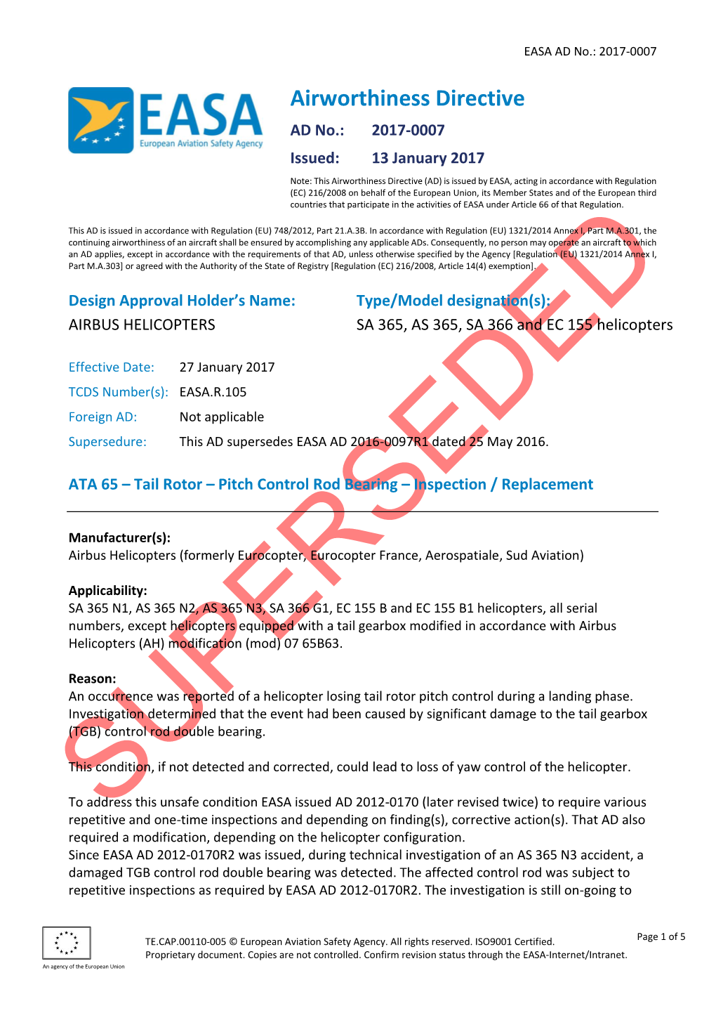 EASA Recommended Master Template