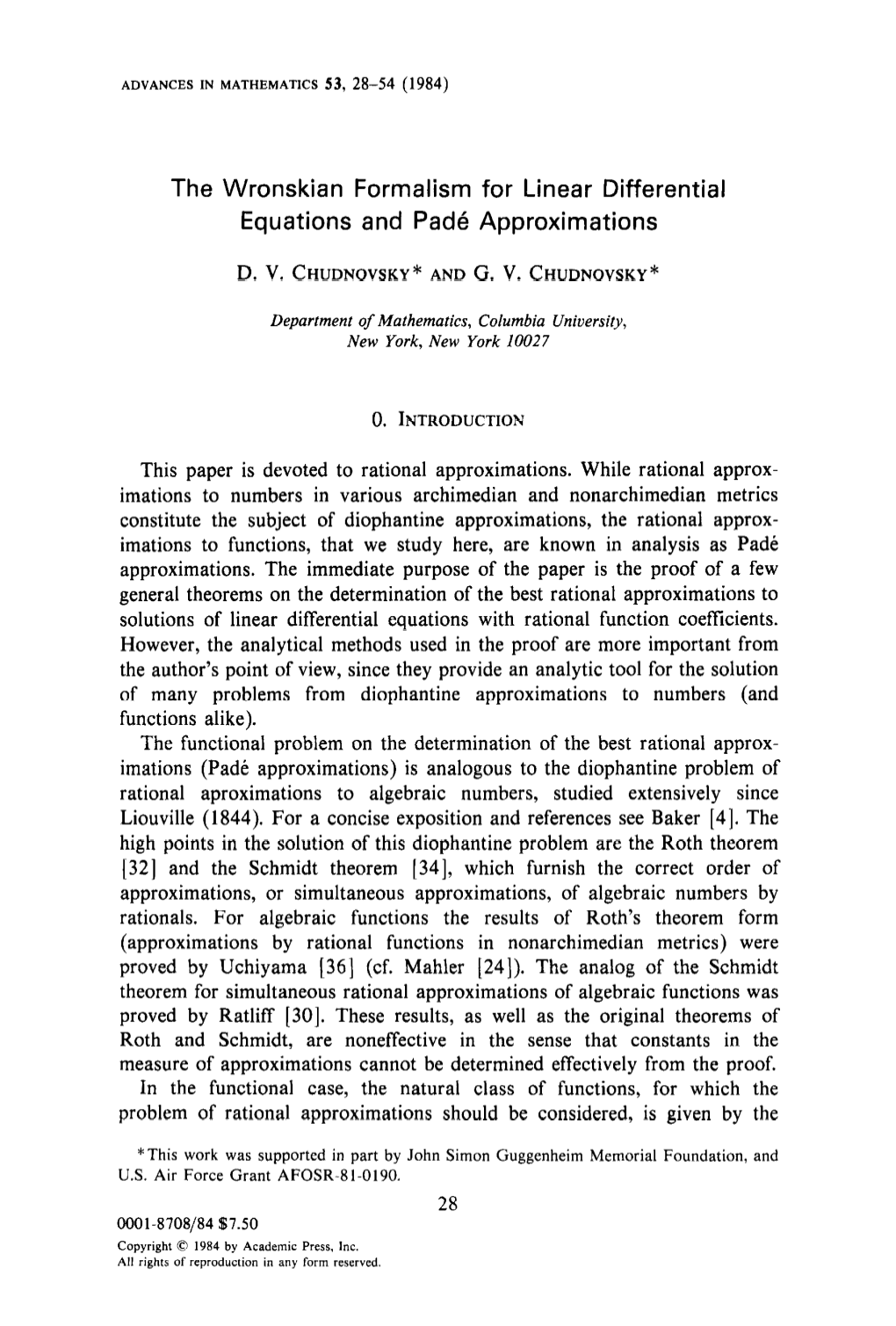 The Wronskian Formalism for Linear Differential Equations and Pad6 Approximations