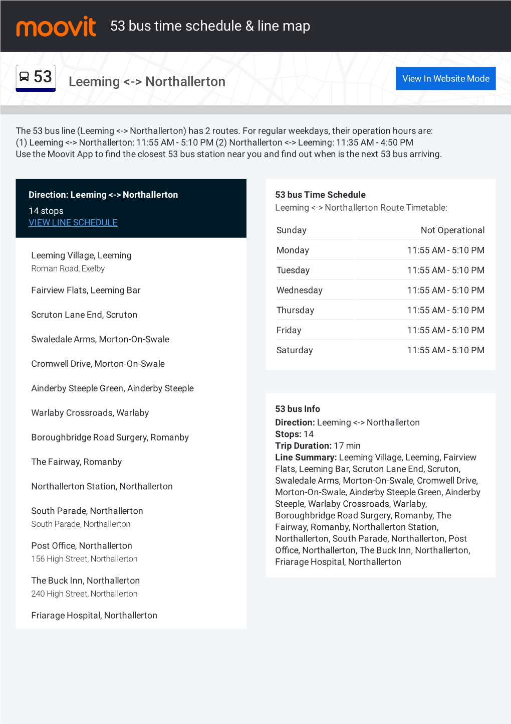 53 Bus Time Schedule & Line Route