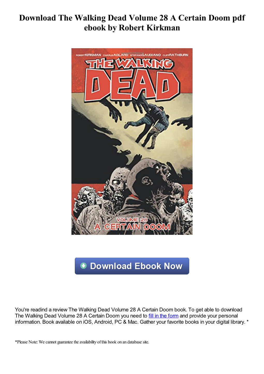 Download the Walking Dead Volume 28 a Certain Doom Pdf Book By