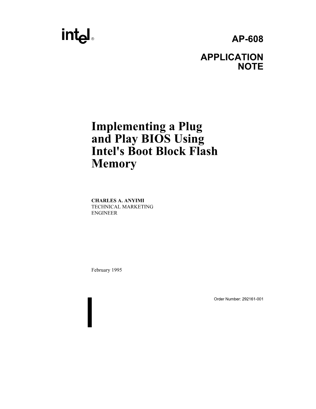 Implementing a Plug and Play BIOS Using Intel's Boot Block Flash Memory