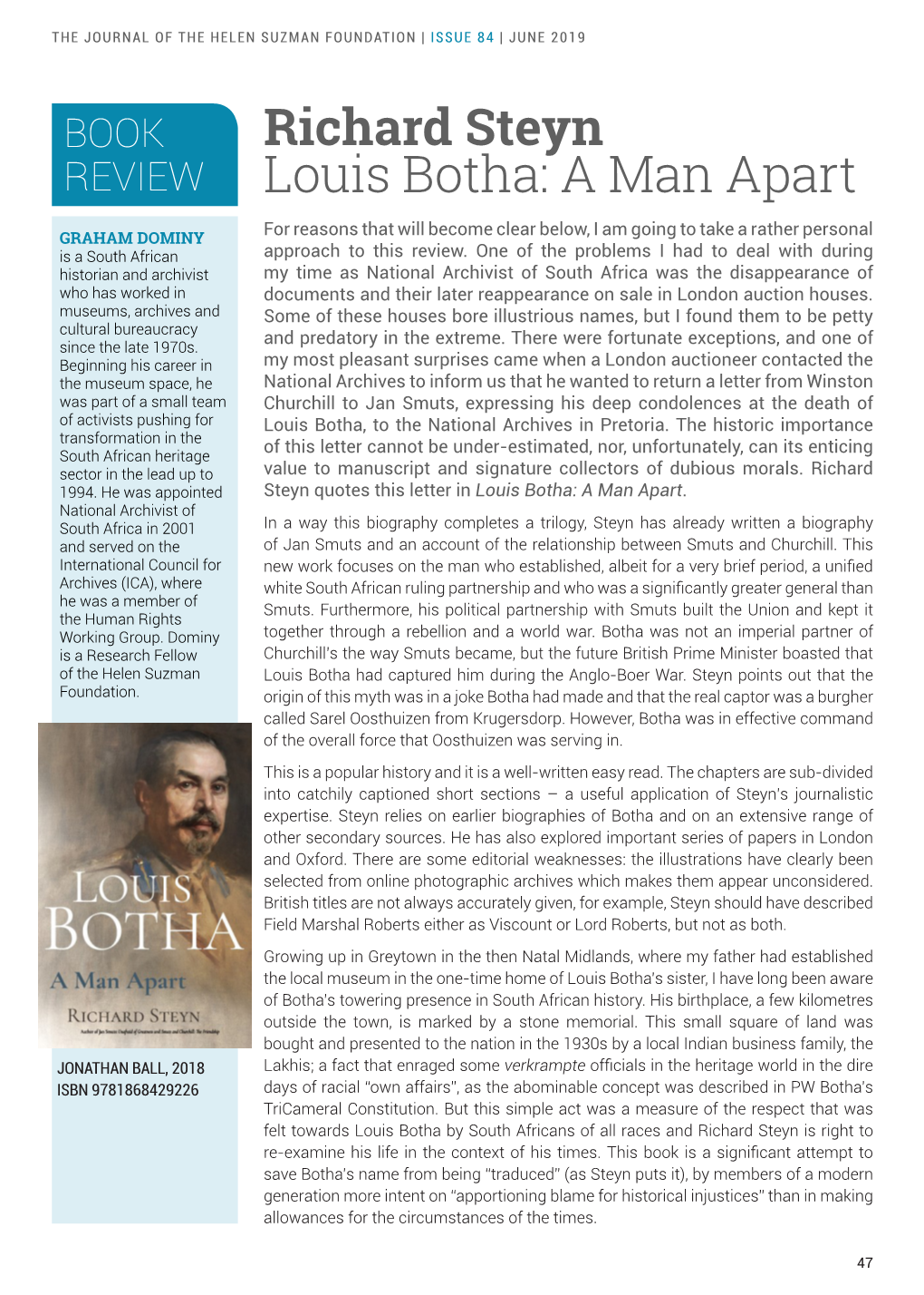 Richard Steyn Louis Botha: a Man Apart