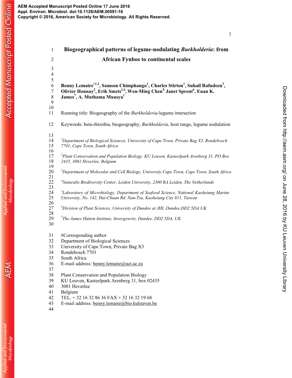 Biogeographical Patterns of Legume-Nodulating Burkholderia