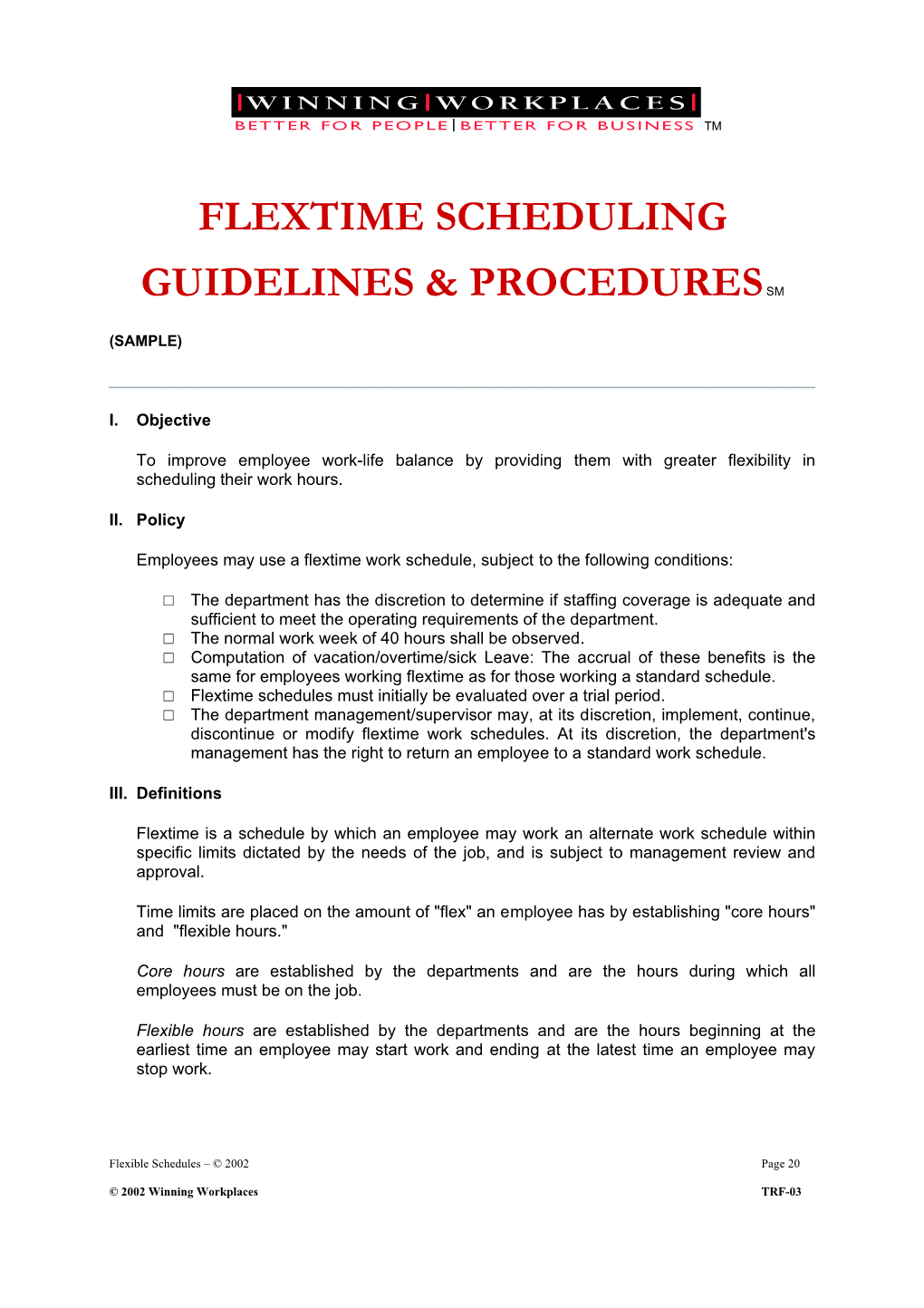 Flextime Scheduling Guidelines & Proceduressm