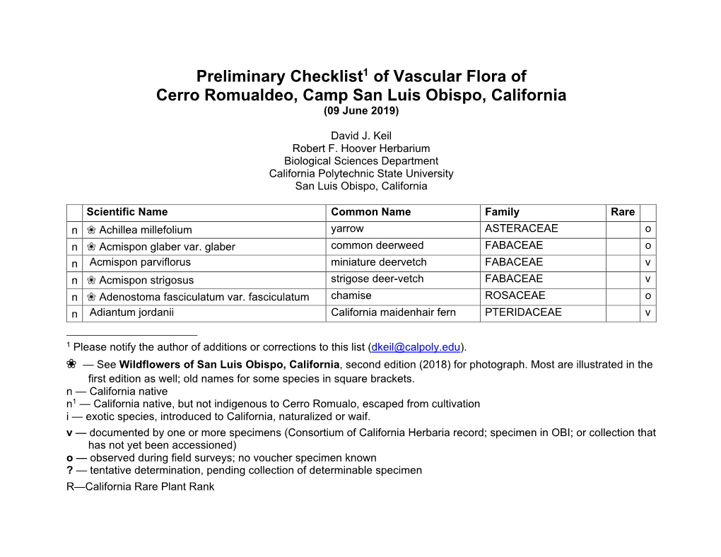 Cerro Romaoldo Checklist-09Jun19