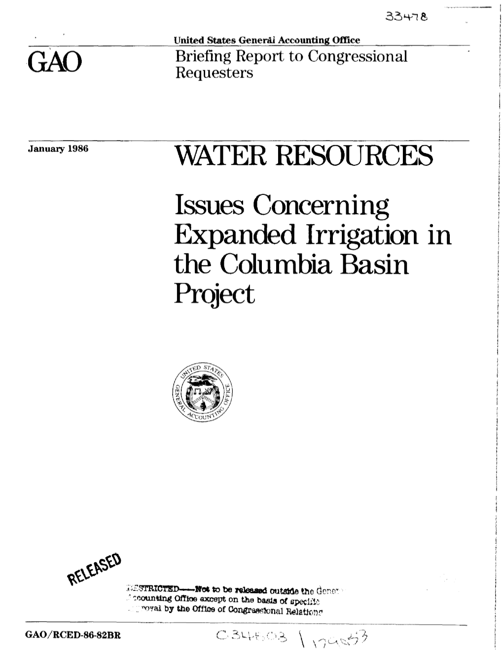 Issues Concerning Expanded Irrigation in the Columbia Basin Project