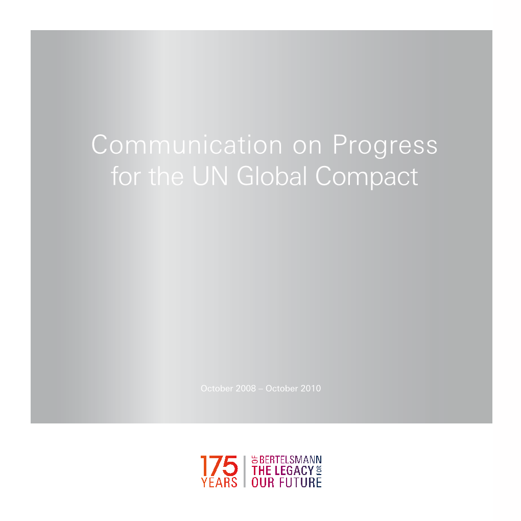 Communication on Progress for the UN Global Compact